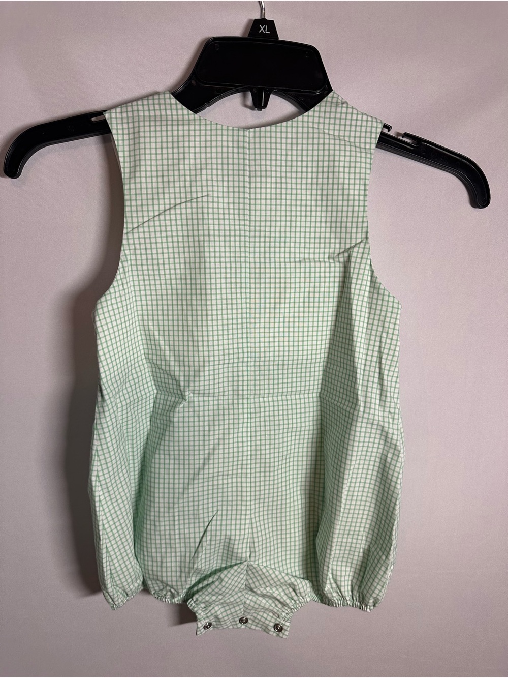 Smocked Monsters Inc. Green Check Baby One-Piece Bodysuit - Picture 3 of 3